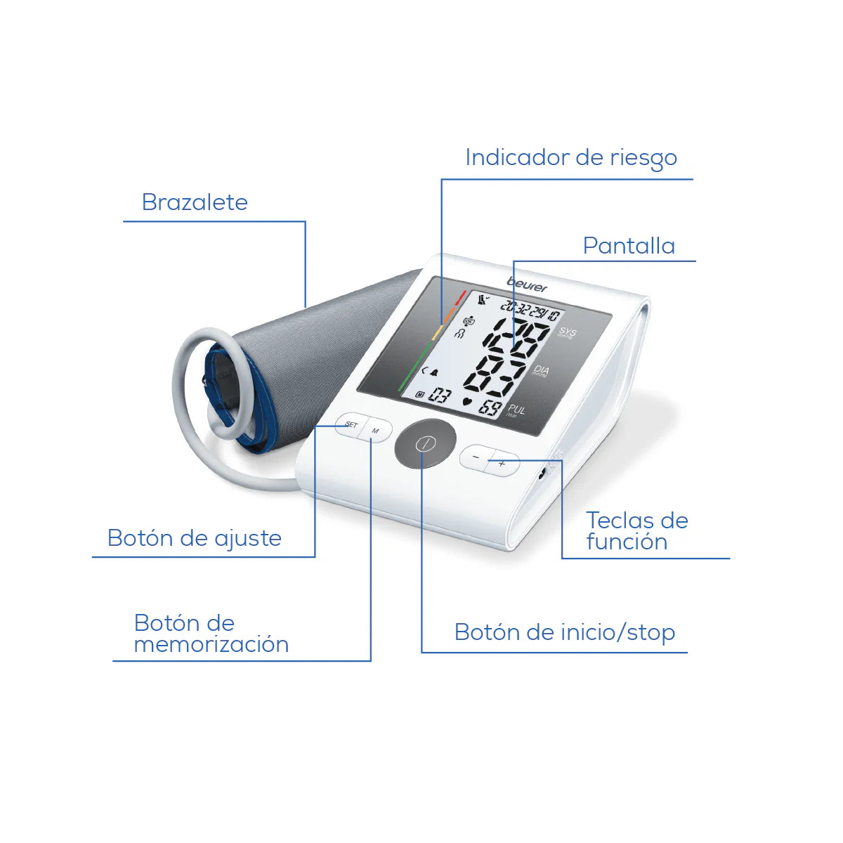Baumanómetro digital de brazo BM28, medidor de presion arterial y pulso - Marca Beurer