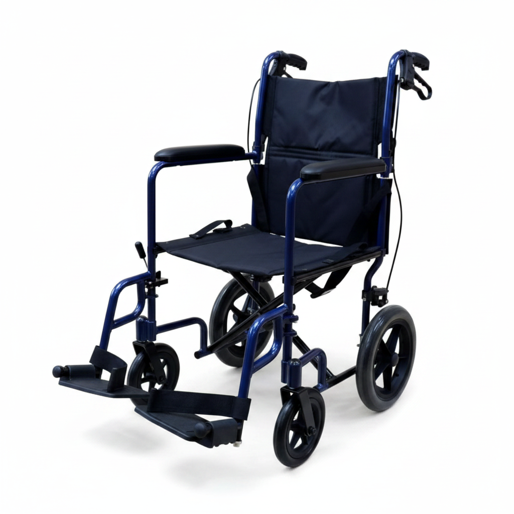 Silla de traslado 18” esmaltada / aluminio Azul Metálico