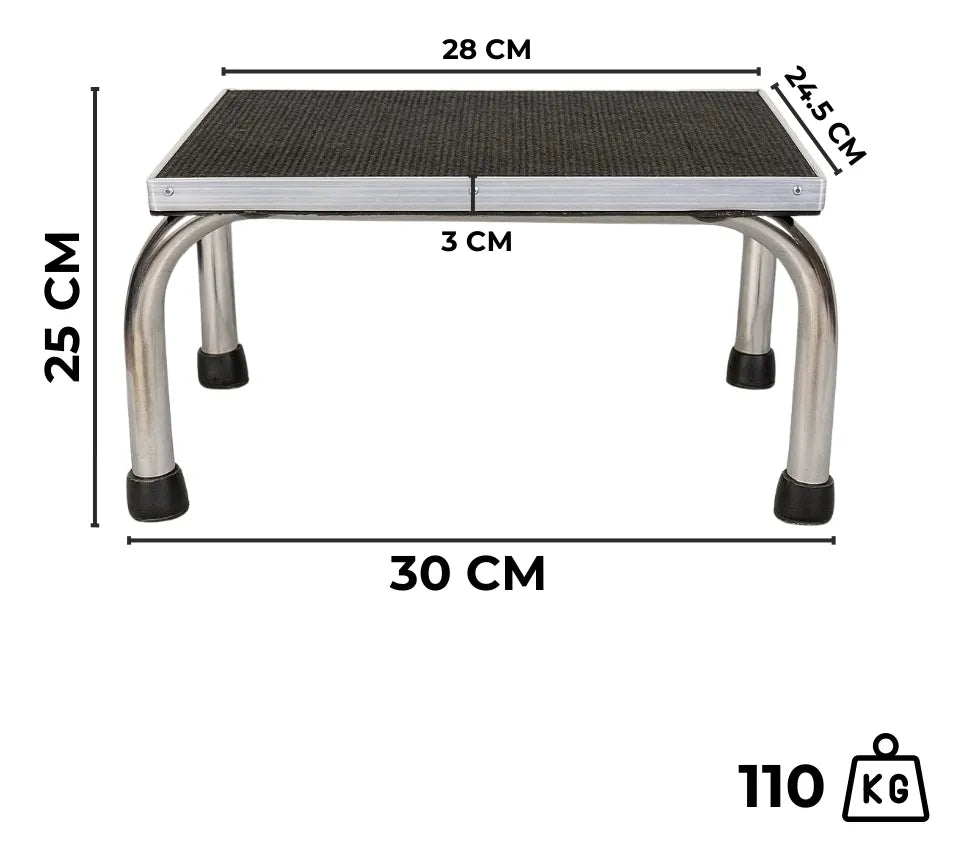 Banco De Un Peldaño Médico Antiderrapante Acero Inoxidable