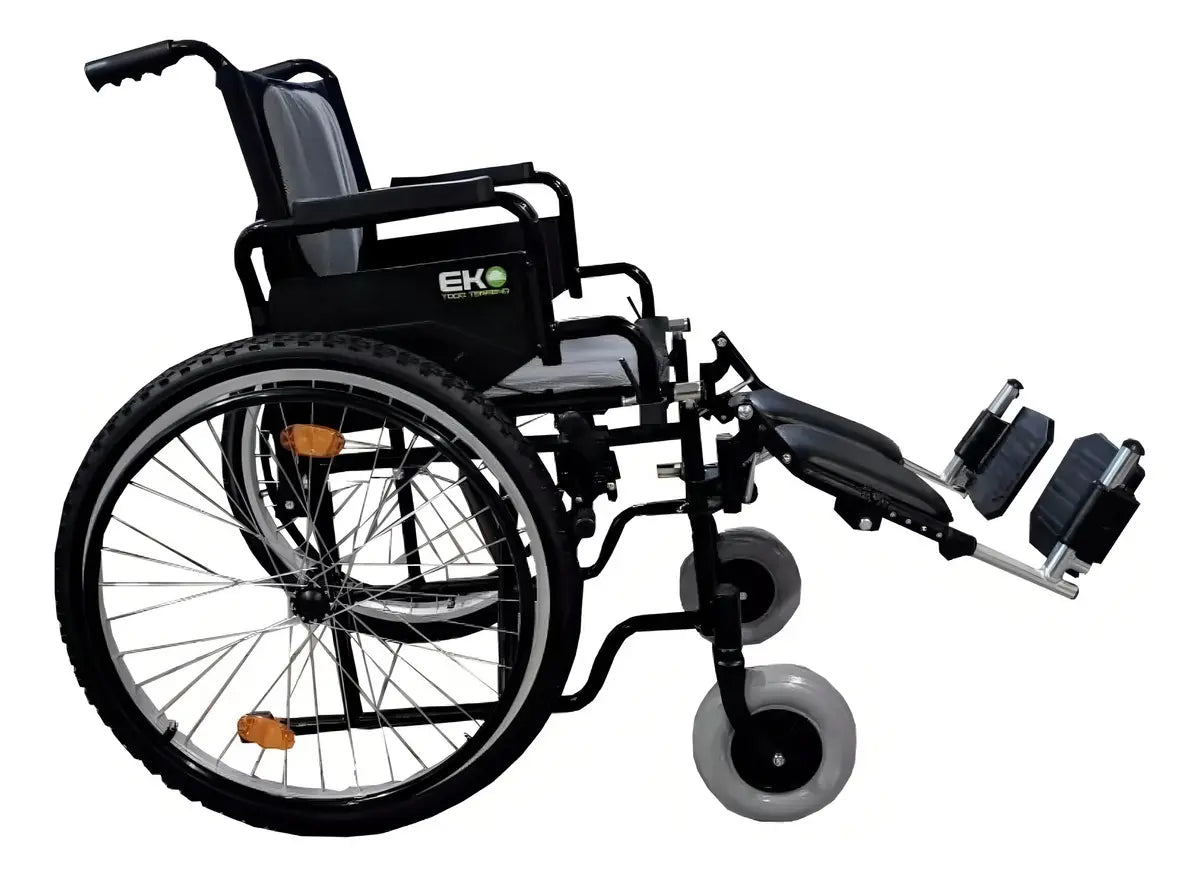Silla de Ruedas 19” Acero Reforzado Plegable con Elevapiernas Desmontables | Marca Eko-Mobility