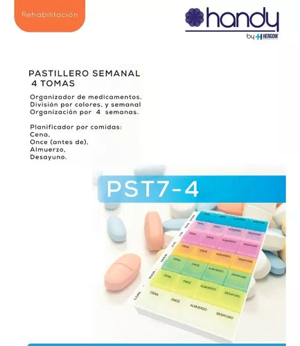 Pastillero semanal de 4 tomas - Marca Handy