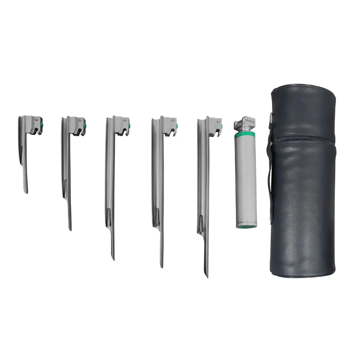 Estuche de Laringoscopio Miller de de Fibra Óptica con 5 Hojas Hergom Medical | Acero inoxidable