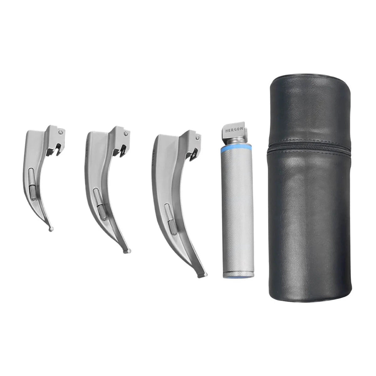 Estuche de Laringoscopio McIntosh de Luz con Tres Hojas Curvas de Alta Calidad Hergom Medical | Acero inoxidable