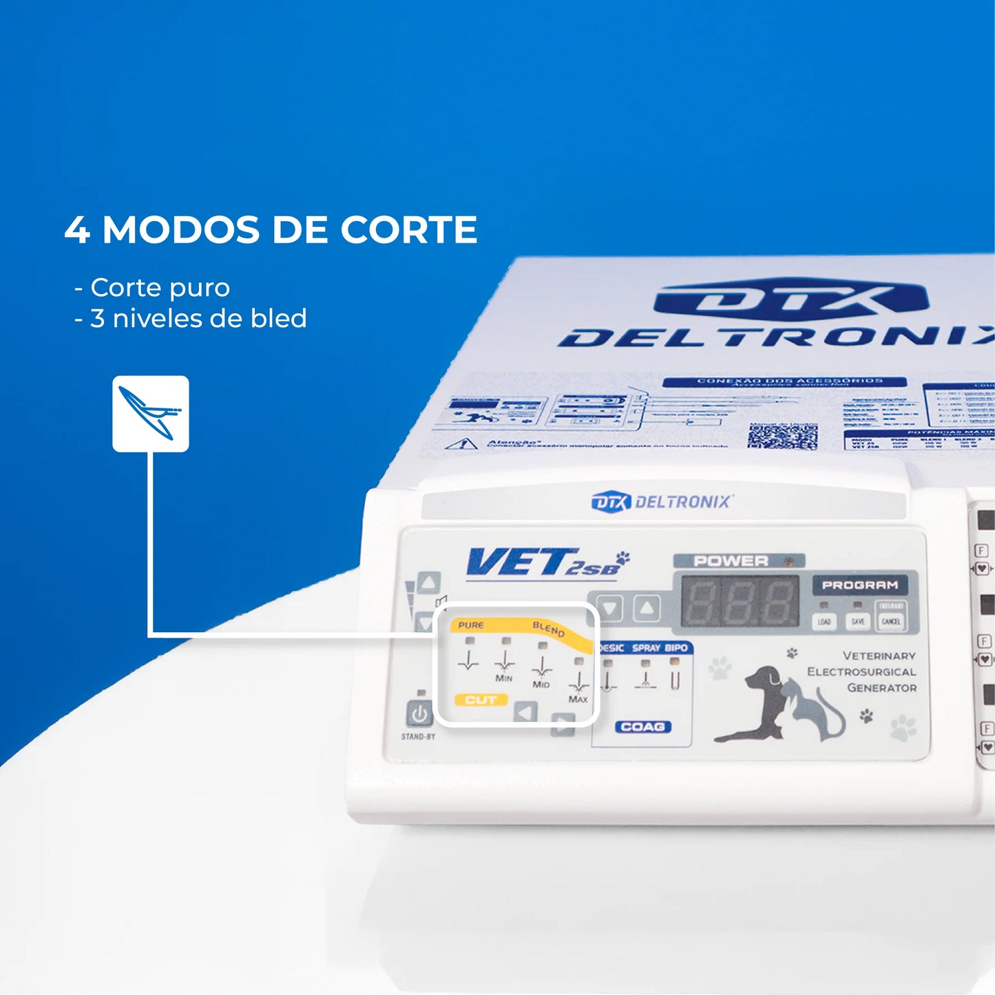 Unidad de electrocirugía de alta frecuencia veterinario de 150 w con función bipolar - Marca Deltronix