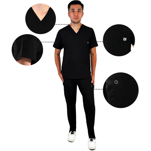 FILIPINA DE CUELLO EN V PARA HOMBRE COLOR NEGRO (6355-BLAC)