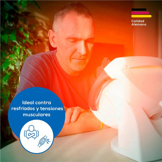 Lámpara de calor infrarrojo, pantalla de regulación, alivia resfriados y tensiones musculares - Marca Beurer