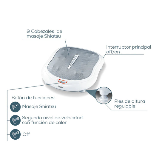 Masajeador de pies Shiatsu digital con ajuste de velocidad Marca Beurer
