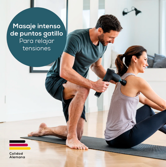 Pistola de masaje, Massage Gun con 5 accesorios, potente masaje de puntos gatillo, relajación de tensiones, masajeador muscular con 9 niveles de intensidad, con batería recargable MG 185