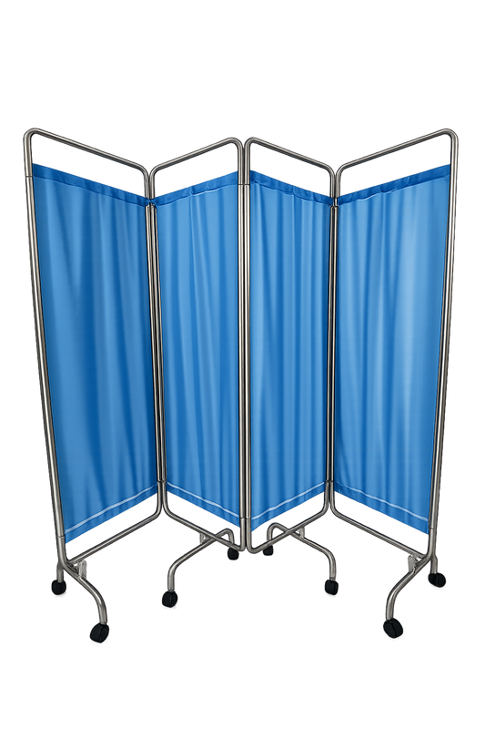 Biombo Separador De Ambientes Plegable y Portatil de 4 Hojas de Acero Inoxidable y Cortina PVC Impermeable para Sala Dormitorio Estudio 200 cm x 180 cm