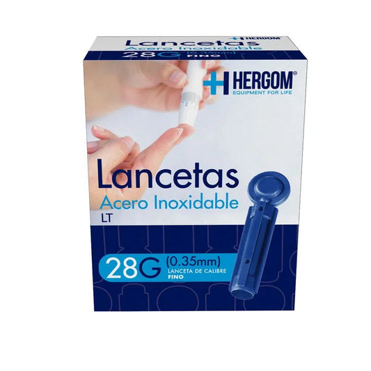 Lancetas para Glucómetro de Acero Inoxidable de calibre 28g Finas, caja con 100 Piezas – Marcar Hergom