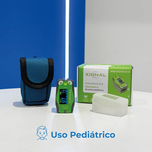 Oxímetro digital de pulso / pulsioxímetro de uso pediátrico con estuche incluido - Marca Xignal
