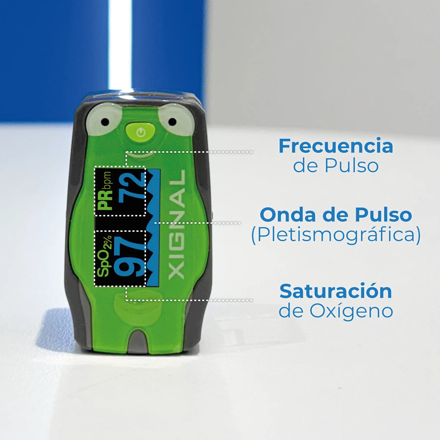 Oxímetro digital de pulso / pulsioxímetro de uso pediátrico con estuche incluido - Marca Xignal