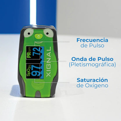 Oxímetro digital de pulso / pulsioxímetro de uso pediátrico con estuche incluido - Marca Xignal