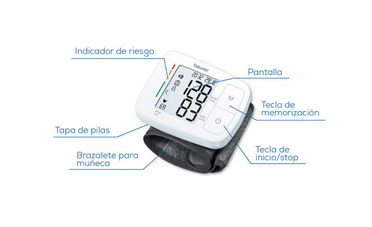 Baumanómetro Digital BC21 con voz, medidor de presión arterial de muñeca Marca Beurer
