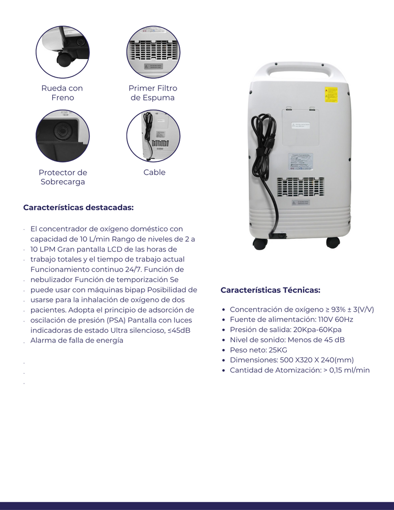 CONCENTRADOR DE OXIGENO DE 10 LTS OLV10