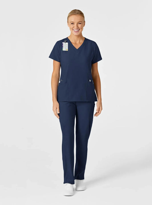 Set Uniforme Médico Color Azul Marino para Mujer con Tejido Absorbente de Secado Rápido Marca W123 WINK