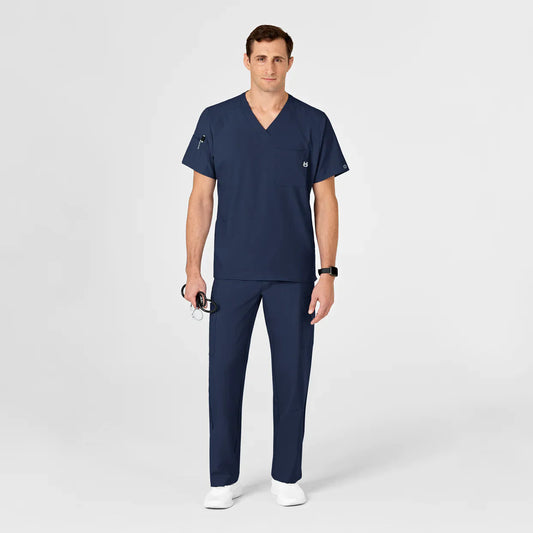 Set Uniforme Médico Color Azul para Hombre con Tejido Absorbente de Secado Rápido Marca W123 WINK