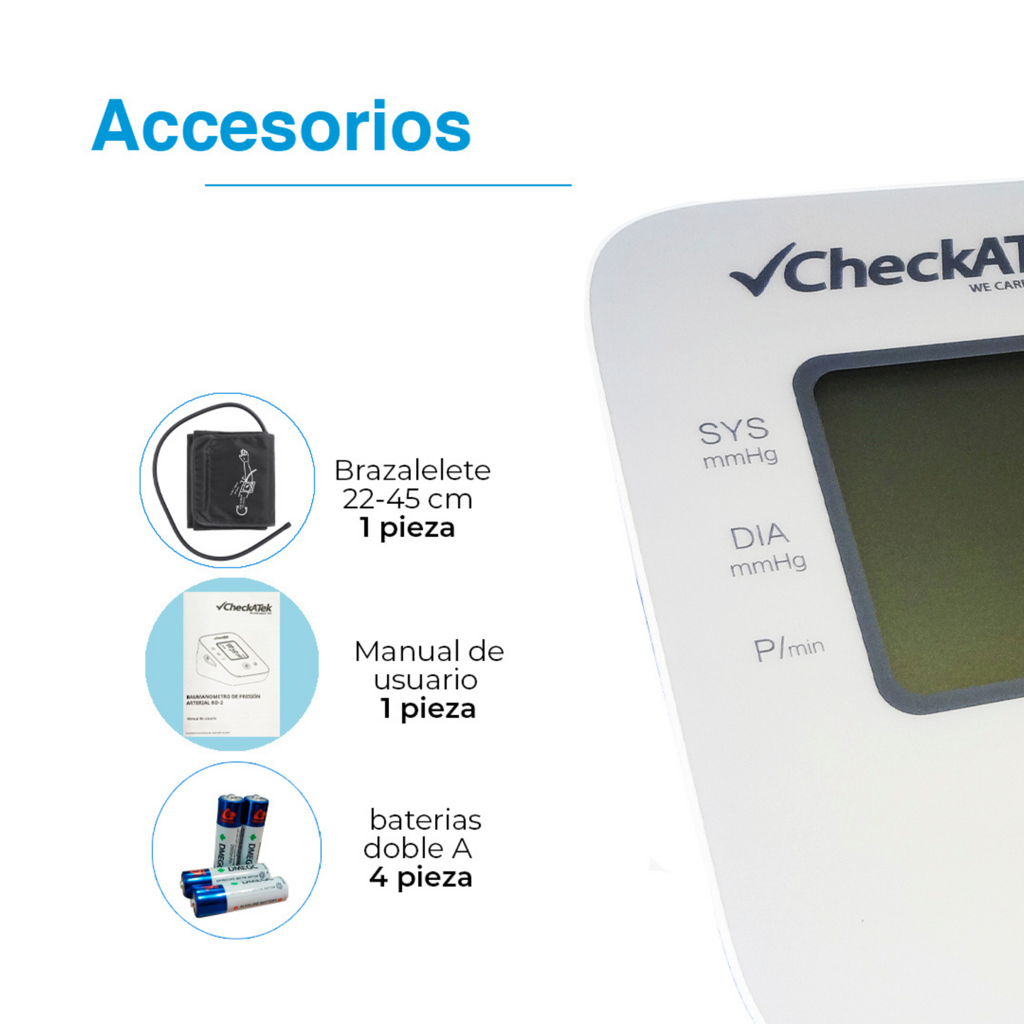 Baumanómetro digital de brazo con pantalla LCD y hasta 80 memorias BD-2 | Marca Checkatek