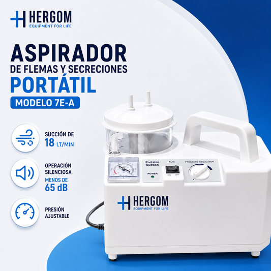 Aspirador de Flemas y Secreciones portátil de 18 L x minuto, Modelo 7E-A | Marca Hergom Aspiradores