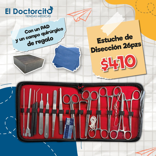 Estuche de Disección 26 piezas Hergom Silvery