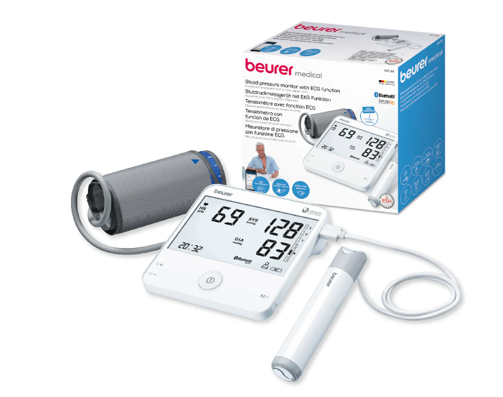 Baumanómetro Digital BM95, con dos funciones, medidor de presión arterial y genera electrocardiograma Marca Beurer