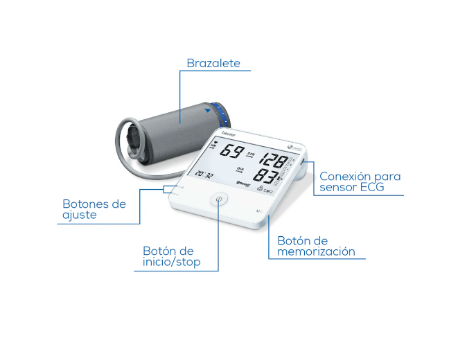 Baumanómetro Digital BM95, con dos funciones, medidor de presión arterial y genera electrocardiograma Marca Beurer