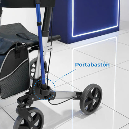 Andadera Plegable con Ruedas, Asiento y Respaldo, Porta Bastón y Ajuste de Altura / Marca Handy