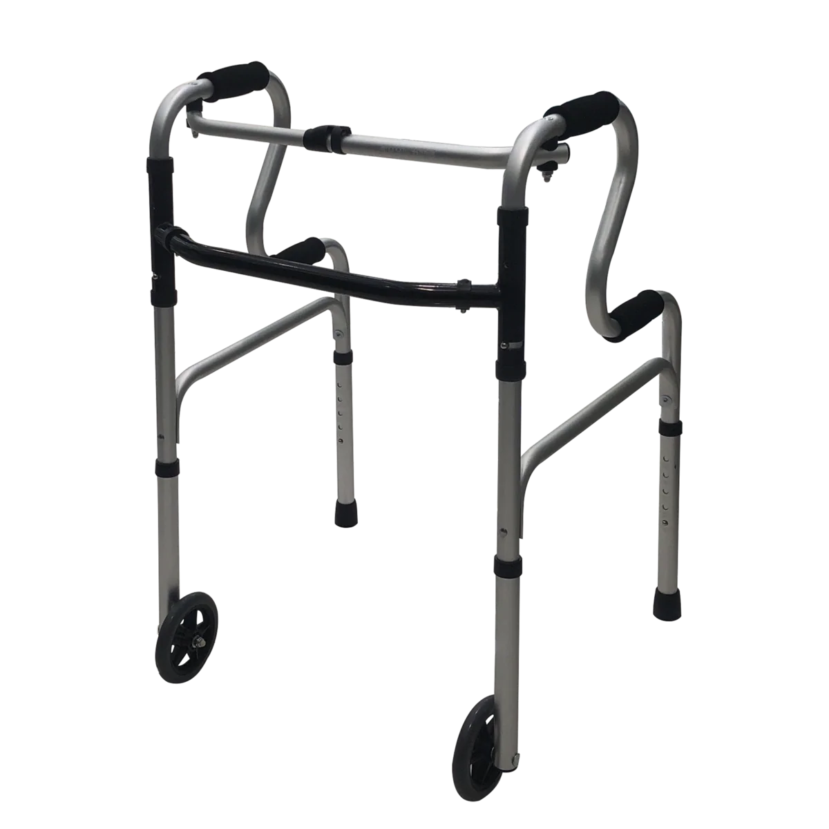 Andadera Plegable con Estructura Ligera y de Aluminio con 2 Ruedas Delanteras y 2 Patas Traseras con 5 Niveles Ajustables / Marca Handy