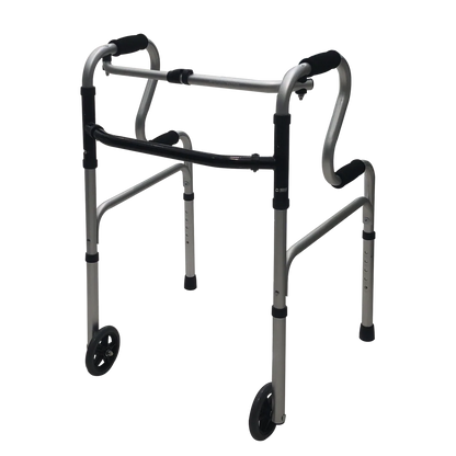 Andadera Plegable con Estructura Ligera y de Aluminio con 2 Ruedas Delanteras y 2 Patas Traseras con 5 Niveles Ajustables / Marca Handy