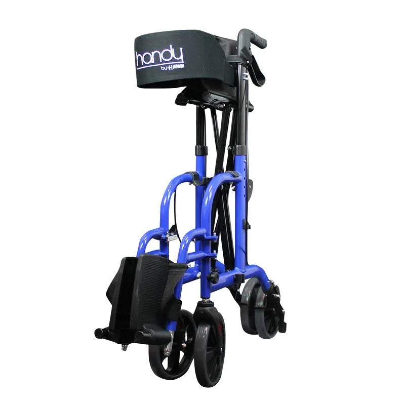 Andadera Plegable con Asiento y Reposapiés, Ruedas, Altura Regulable y Freno de Bucle / Marca Handy