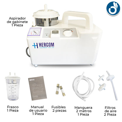 Aspirador de Flemas y Secreciones portátil de 18 L x minuto, Modelo 7E-A | Marca Hergom Aspiradores