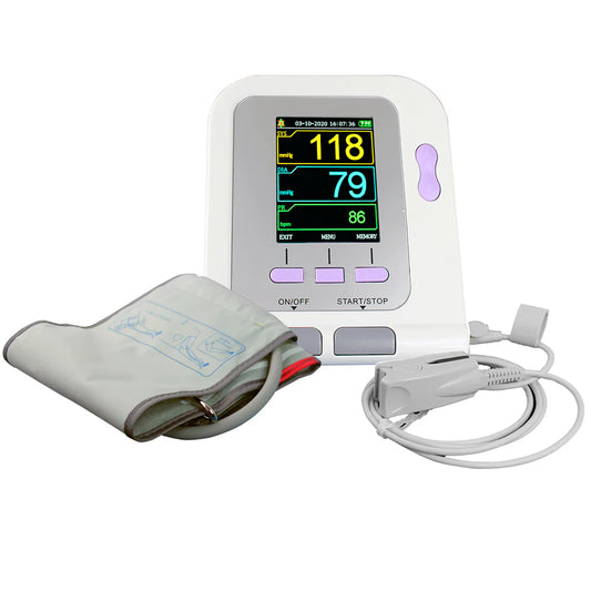 Monitor con pantalla LCD a color de 2 parámetros, presión arterial con brazalete y SPO2 con sensor de oximetría para adulto incluidos para uso humano - Marca Checkatek