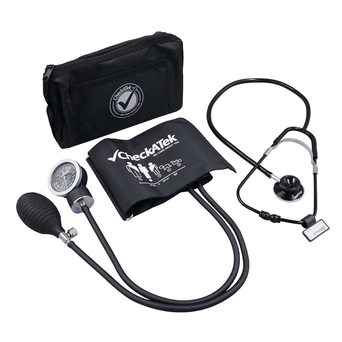 Kit de Baumanómetro aneroide + estetoscopio campana doble - Marca Checkatek
