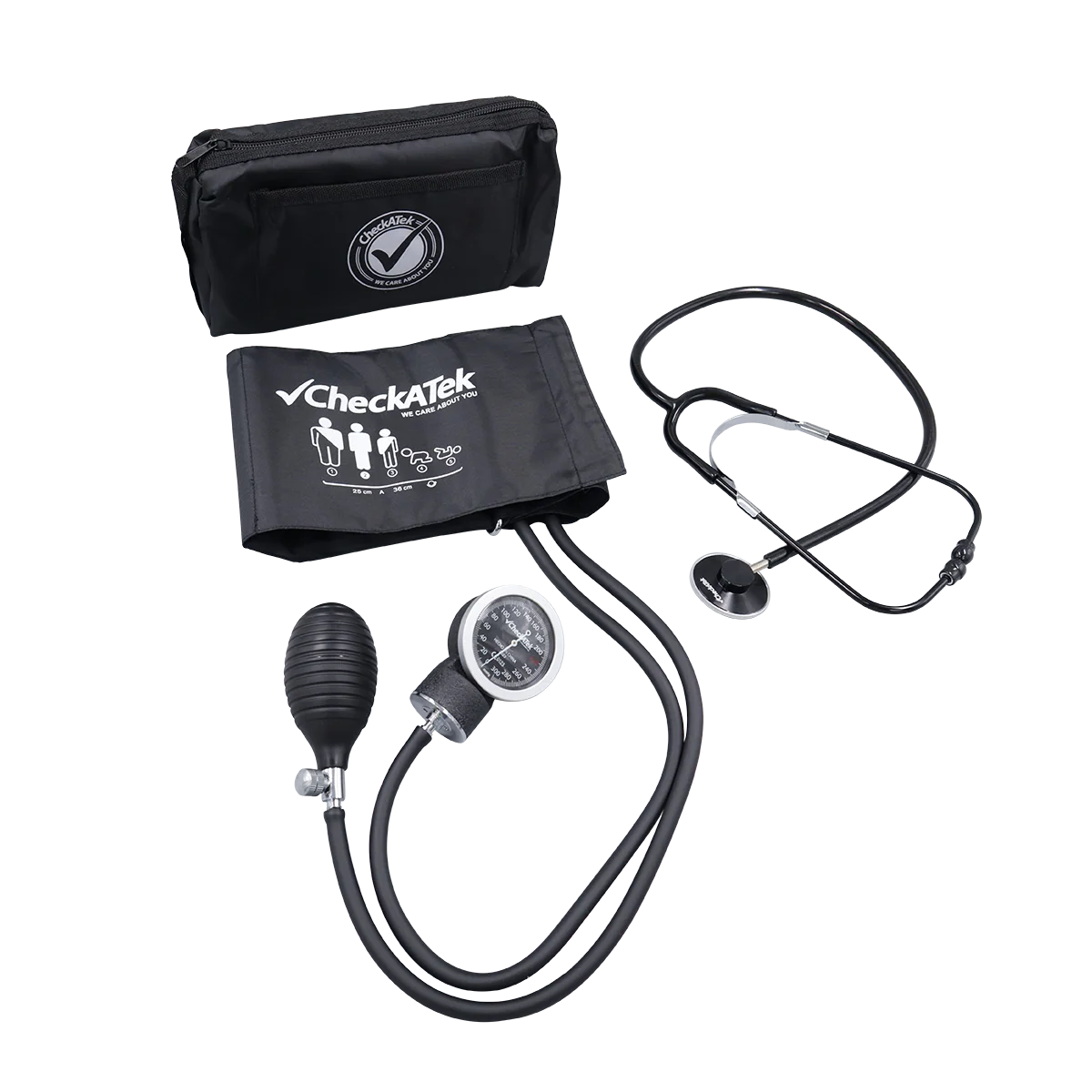 Kit de Baumanómetro aneroide + estetoscopio básico - Marca Checkatek