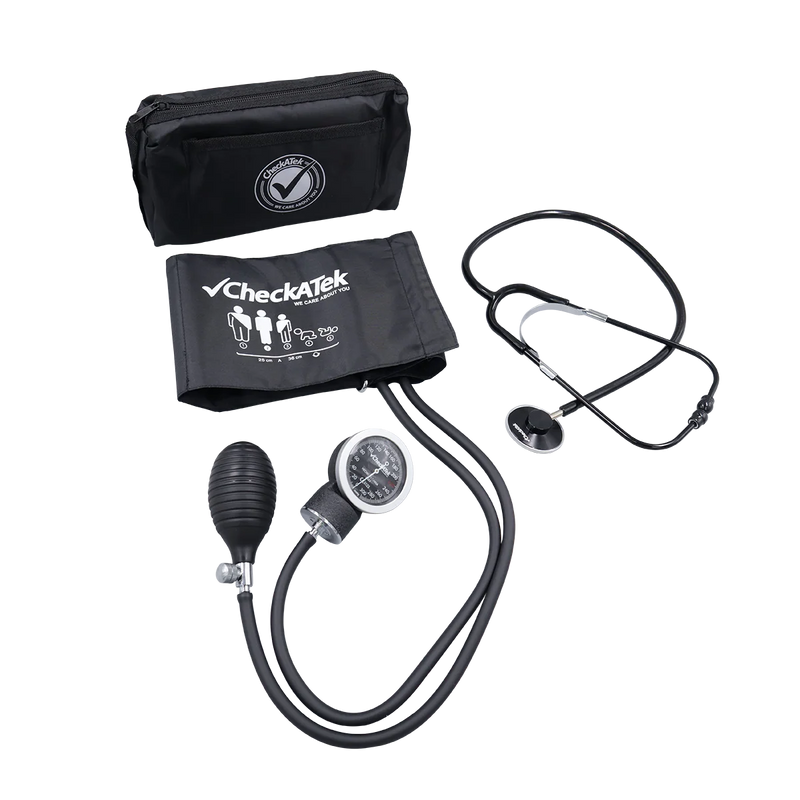 Kit de Baumanómetro aneroide + estetoscopio básico - Marca Checkatek