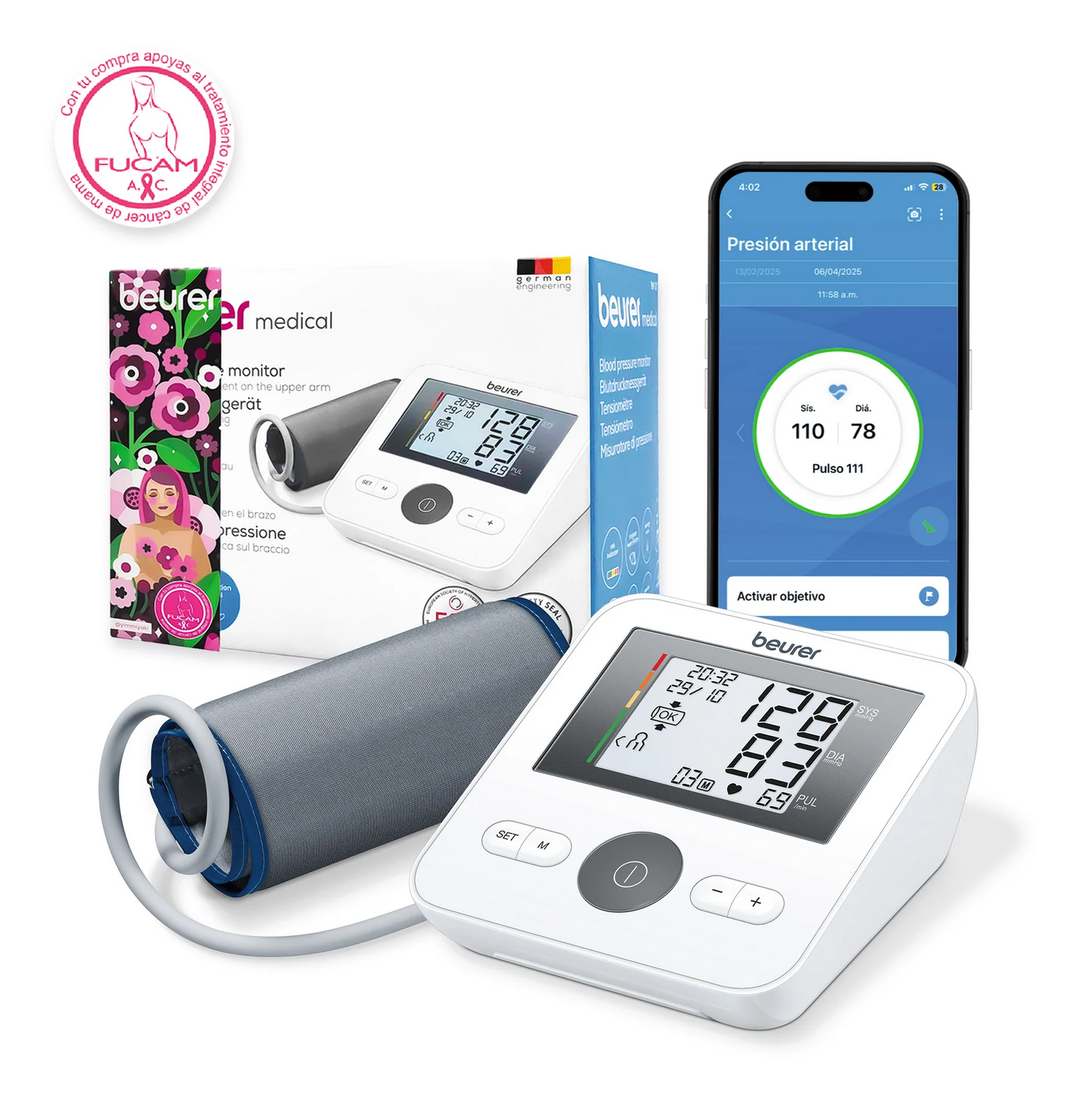 Baumanómetro Digital con brazalete universal BM27, medidor de presión arterial con detector de arritmias - Marca Beurer