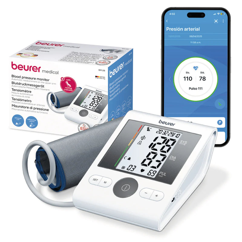 Baumanómetro digital de brazo BM28, medidor de presion arterial y pulso - Marca Beurer