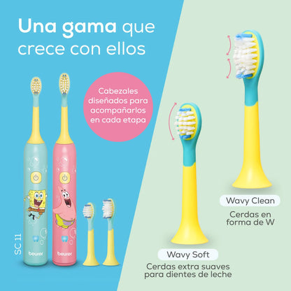 Cepillo Dental Eléctrico para Niños Bob Esponja Edicion especial | Beurer rosa y azul