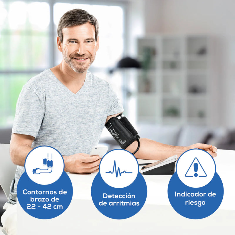 Baumanómetro Digital de brazo BM58, medidor de presión arterial y de pulso de manera automática Marca Beurer