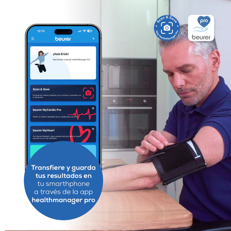 Baumanómetro Digital de brazo BM58, medidor de presión arterial y de pulso de manera automática Marca Beurer