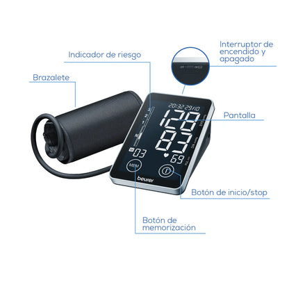 Baumanómetro Digital de brazo BM58, medidor de presión arterial y de pulso de manera automática Marca Beurer