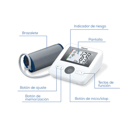Baumanómetro Digital con brazalete universal BM27, medidor de presión arterial con detector de arritmias - Marca Beurer