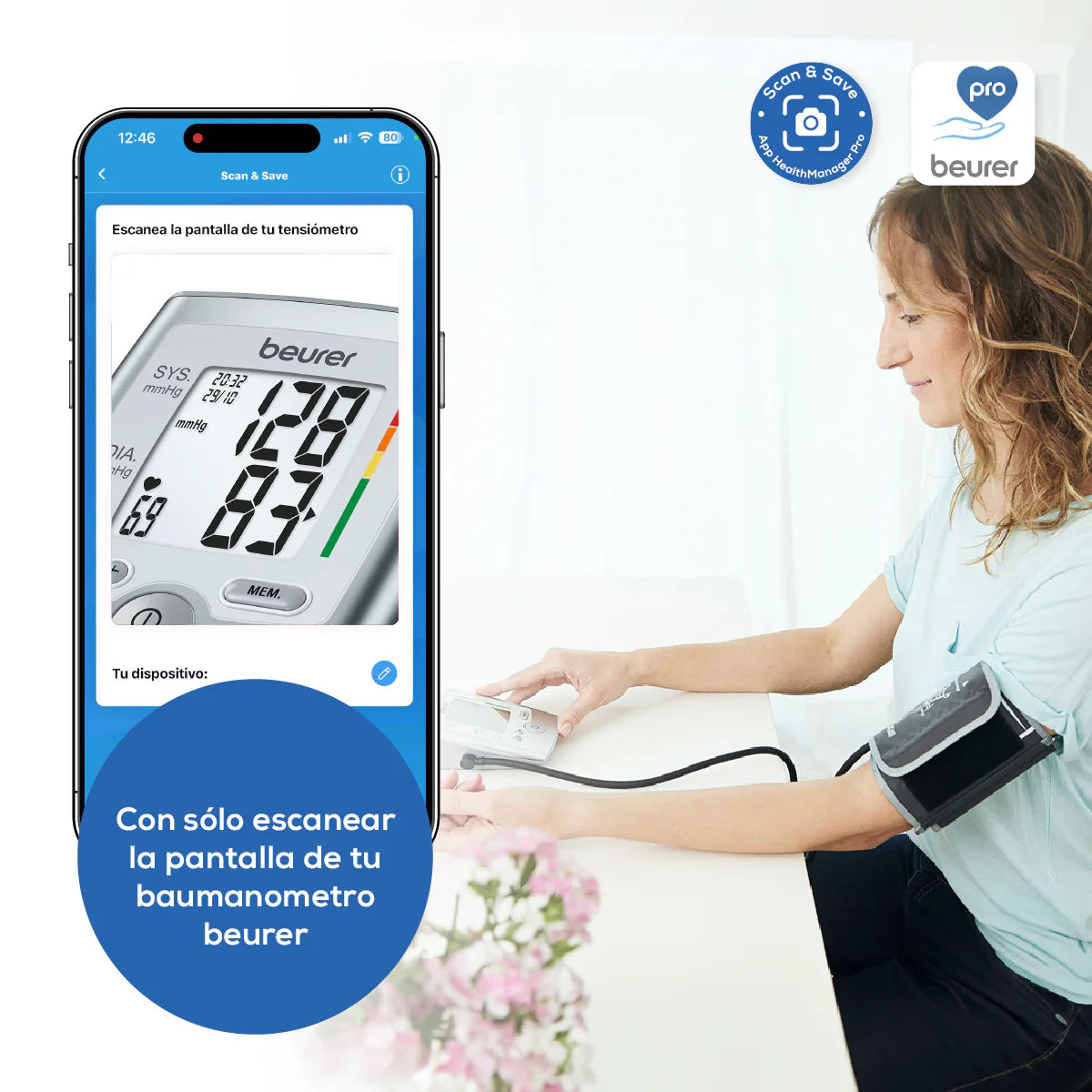 Baumanómetro digital de brazo BM35, medidor de presión arterial y pulso con pantalla fácil de leer Marca Beurer