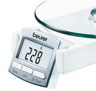 BÁSCULA DIGITAL DE COCINA CON TEMPORIZADOR Y MONTURA EN PARED DE 1 gr A 5 KGS KS52 BEURER