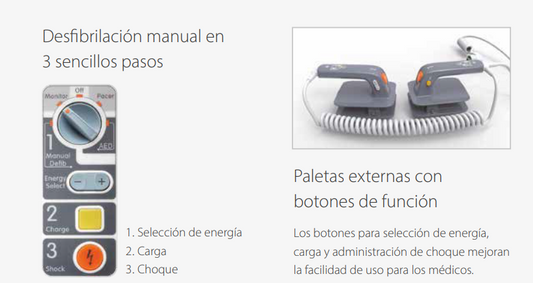 Desfibrilador Monitor Bifásico Profesional 4 en 1 Desfibrilación Manual, DEA, Marcapasos y Monitorización / BeneHeart D6 Marca Mindray