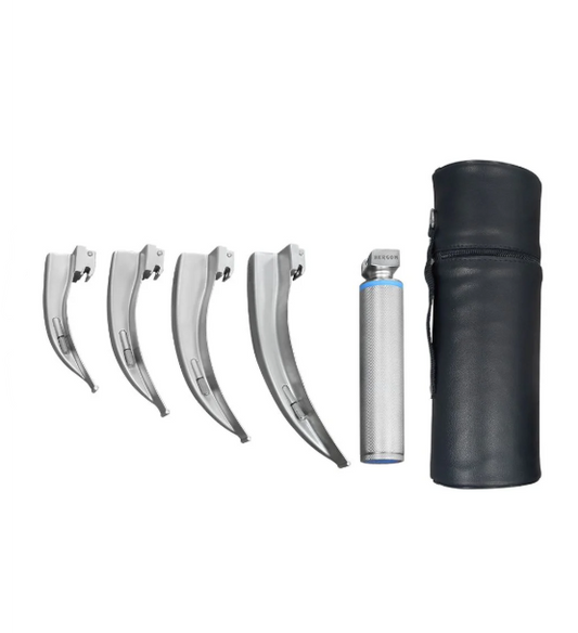 Estuche de Laringoscopio McIntosh de Luz con Cuatro Hojas Curvas de Alta Calidad Hergom Medical | Acero inoxidable