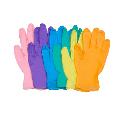 Ambiderm Guante De Látex Colorfull Talla Mediana | Caja con 100 Piezas Variedad de Colores