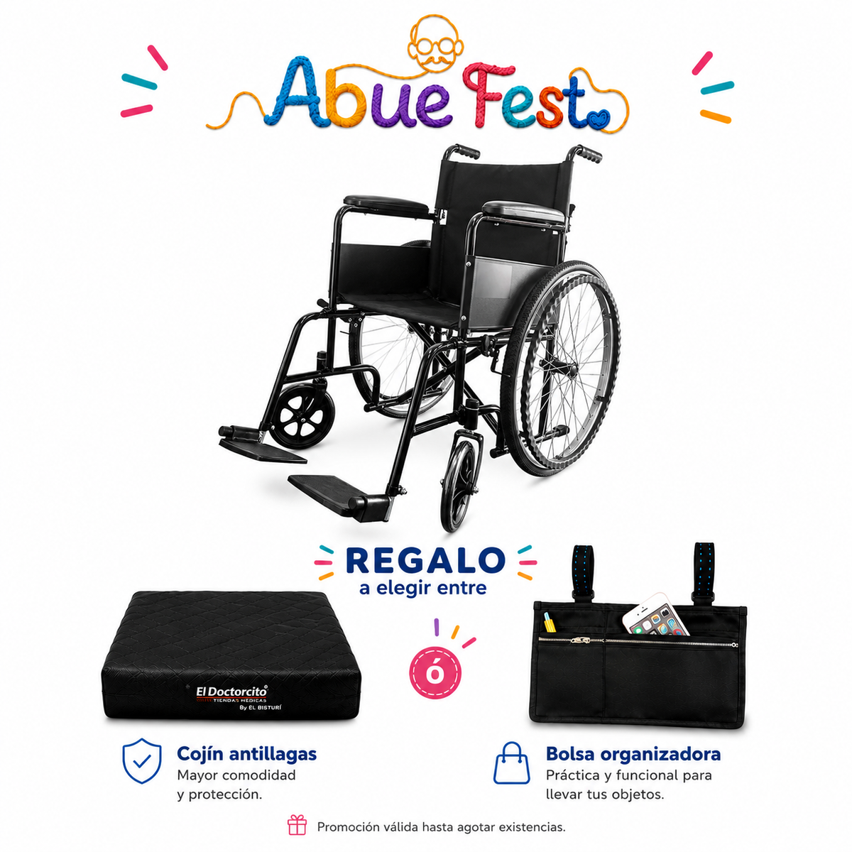 Silla de Ruedas de 24" El Doc Capacidad de Carga 100kg.