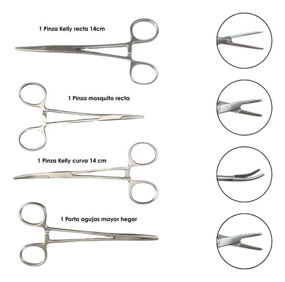 Estuche de Disección 20 Piezas + 5 Piezas de Regalo Hergom Silvery