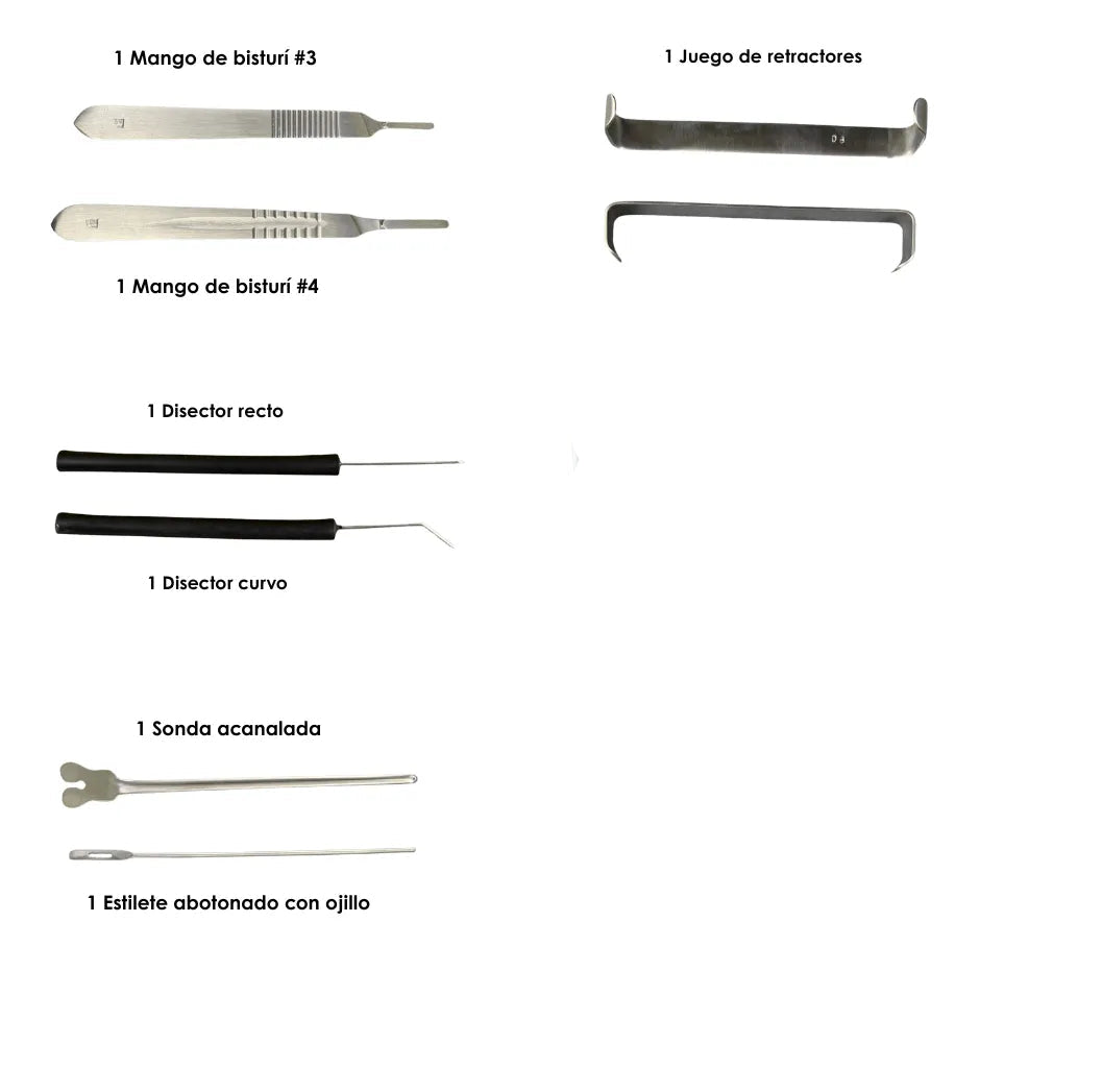 Estuche de Disección 20 Piezas + 5 Piezas de Regalo Hergom Silvery